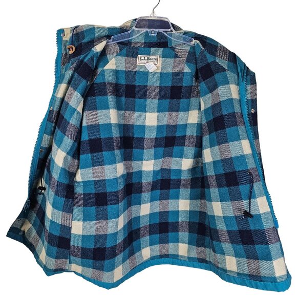 Vintage LL Bean Jacket Womens L Teal‎ Baxter State Parka Wool Blanket Lined USA - Picture 3 of 14